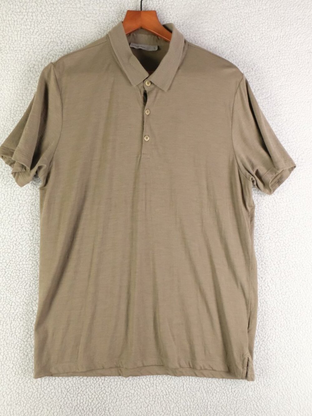 Icebreaker Polo Mens Large Olive Green Wool Short Sleeve Lightweight Stretch